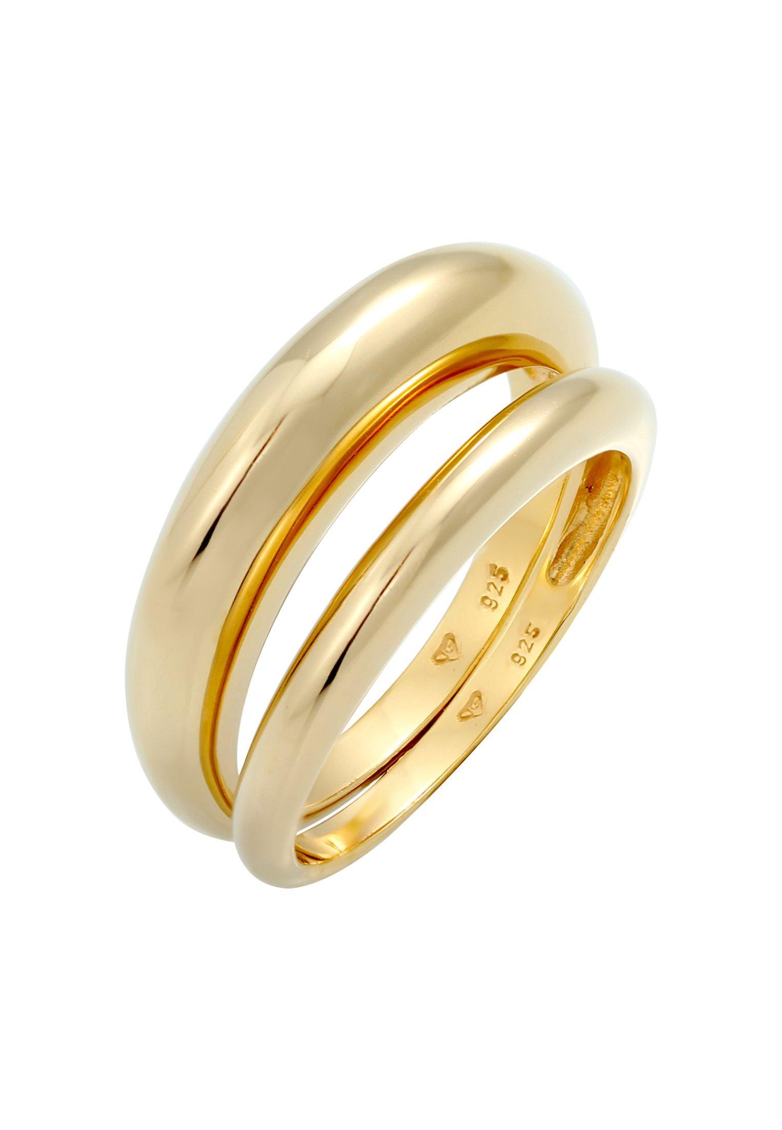 Image of Ring Bandring Basic Klares Design 2er Set Damen Gold 52mm