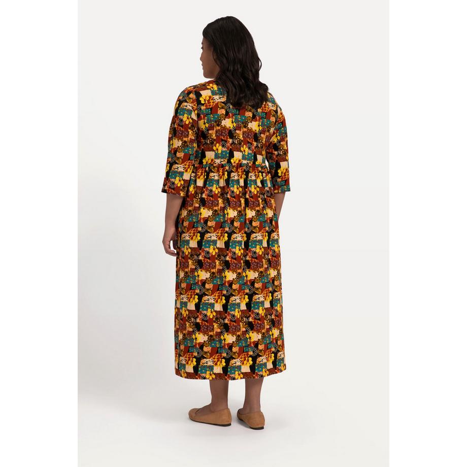 Ulla Popken Abito in jersey Linea A Stampa All-over Maniche 3/4  