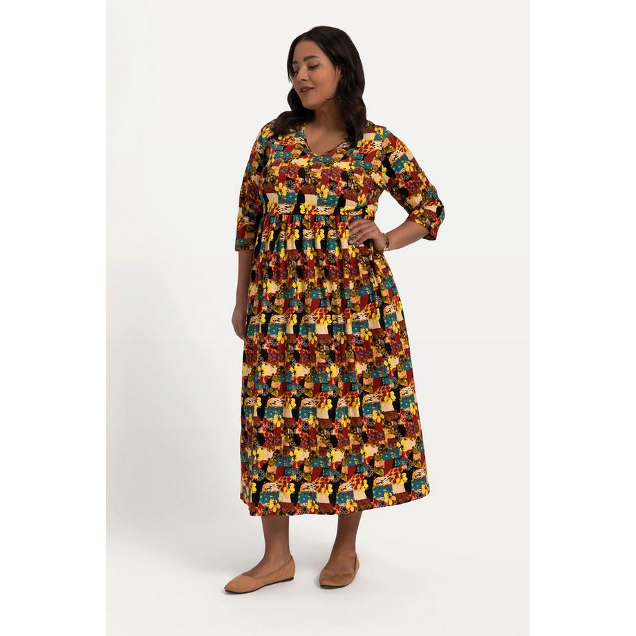 Ulla Popken Abito in jersey Linea A Stampa All-over Maniche 3/4  