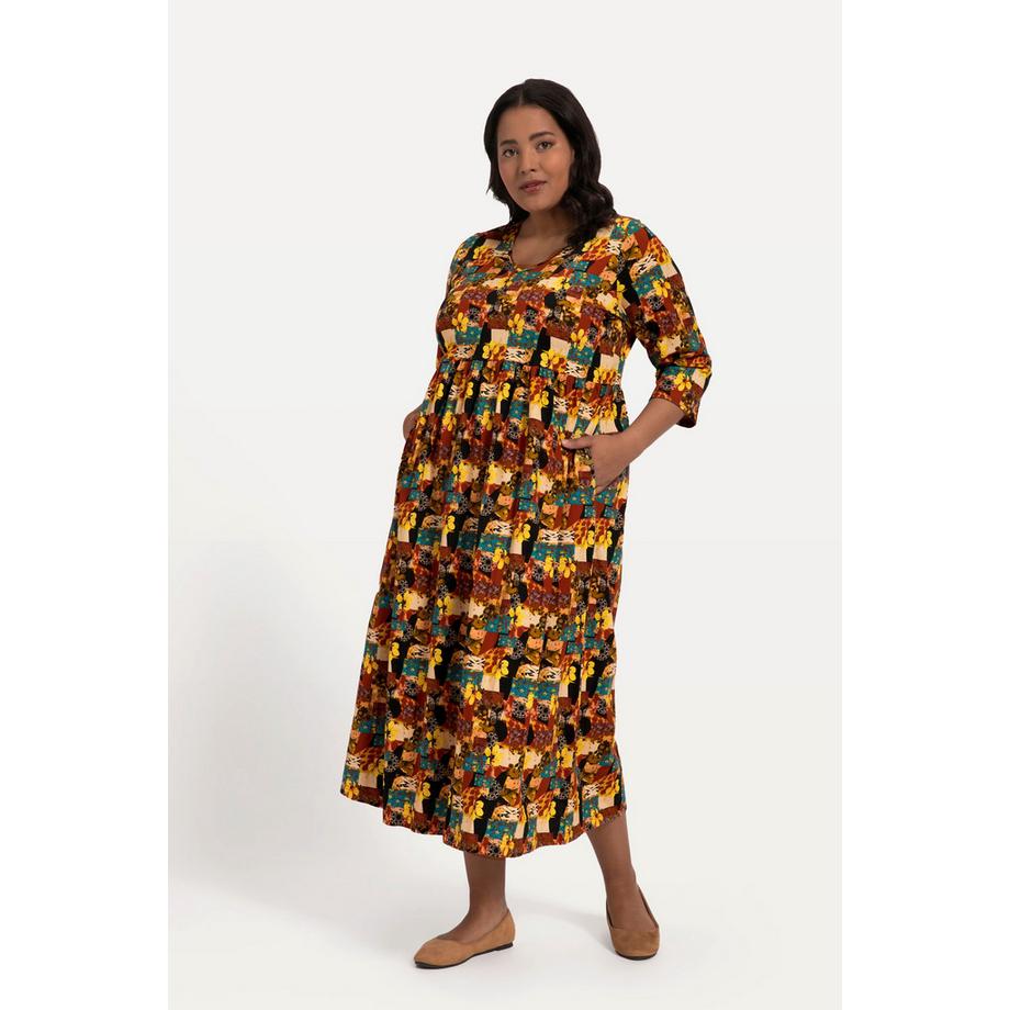 Ulla Popken Abito in jersey Linea A Stampa All-over Maniche 3/4  