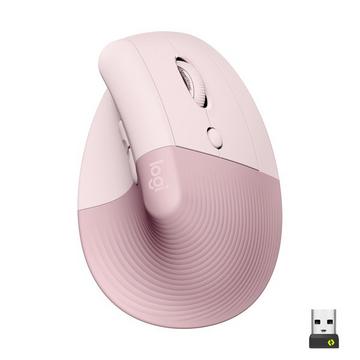 Lift Mouse Ergonomico Verticale, Senza Fili, Ricevitore Bluetooth o Logi Bolt USB, Clic Silenziosi, 4 Tasti, Compatibile con Windows / macOS / iPadOS, Laptop, PC. Rosa