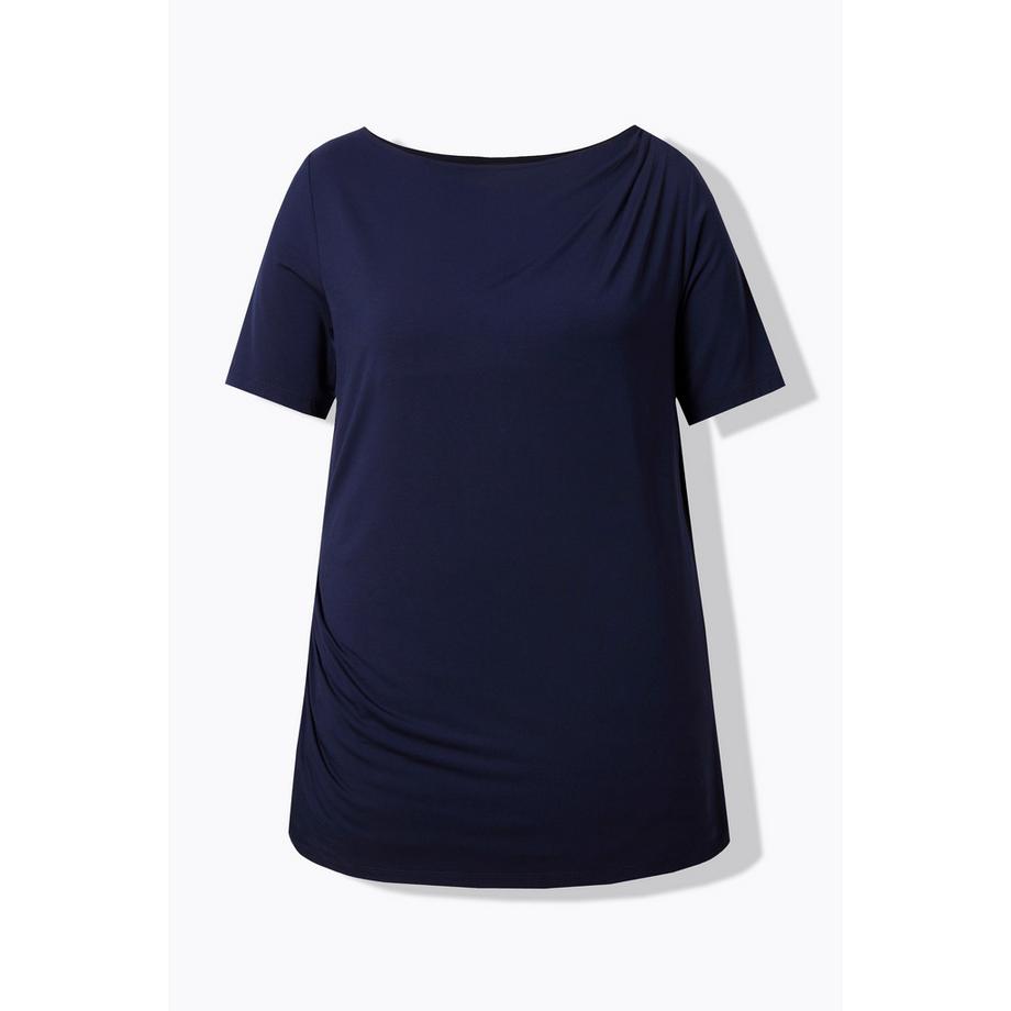 Ulla Popken Classic Drapiertes U-Boot-Ausschnitt Halbarm T-Shirt  