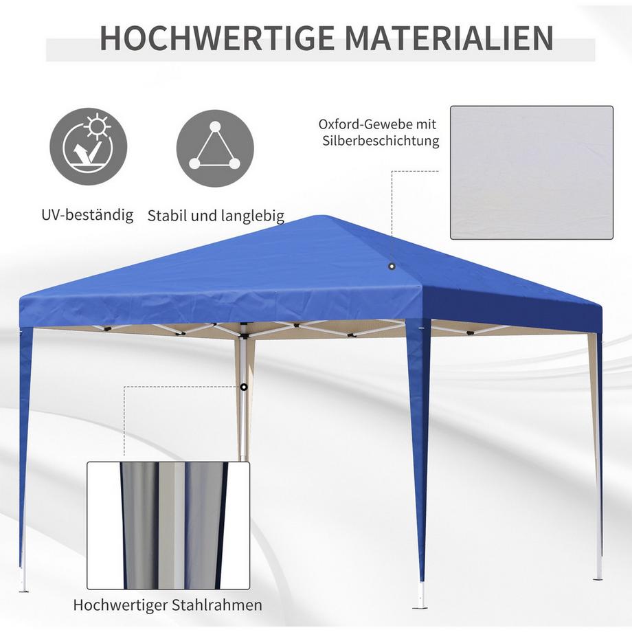 Northio Gazebo circa 3x3m, gazebo pieghevole pieghevole idrorepellente, stabile, resistente all'inverno, protezione UV, tenda per feste pieghevole, tenda da giardino con borsa, gazebo da giardino per campeggio, giardino, blu  