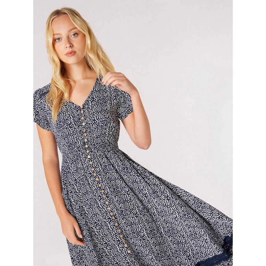 APRICOT Robe longue à motif avec insert en dentelle  