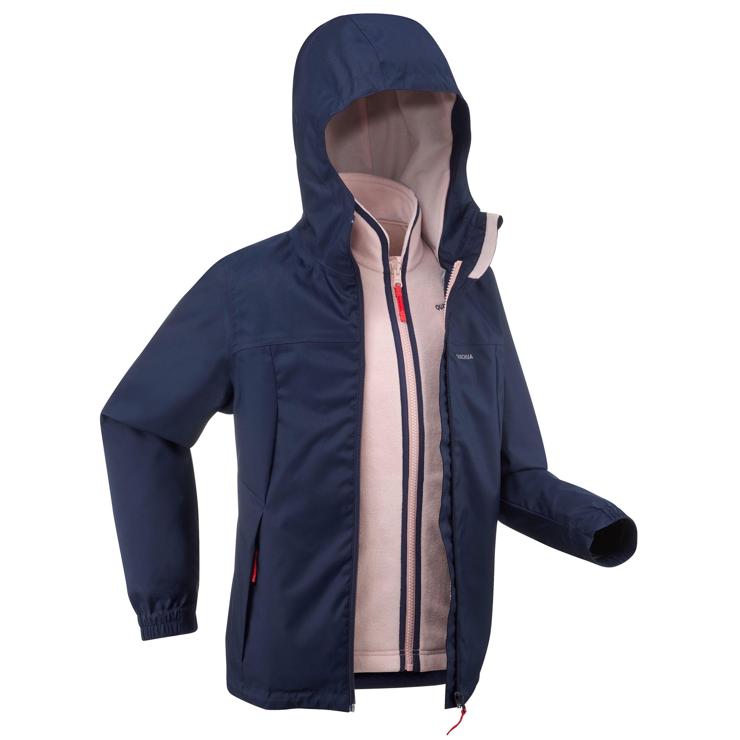 Image of QUECHUA 3-in-1 Winterjacke Wandern SH100 wasserdicht warm +2 °C Kinder Gr. 122?170 blau - 7-8A