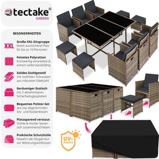 Tectake Rattan Sitzgruppe Malaga 6+4+1 mit Schutzhülle  