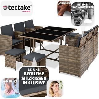 Tectake Rattan Sitzgruppe Malaga 6+4+1 mit Schutzhülle  