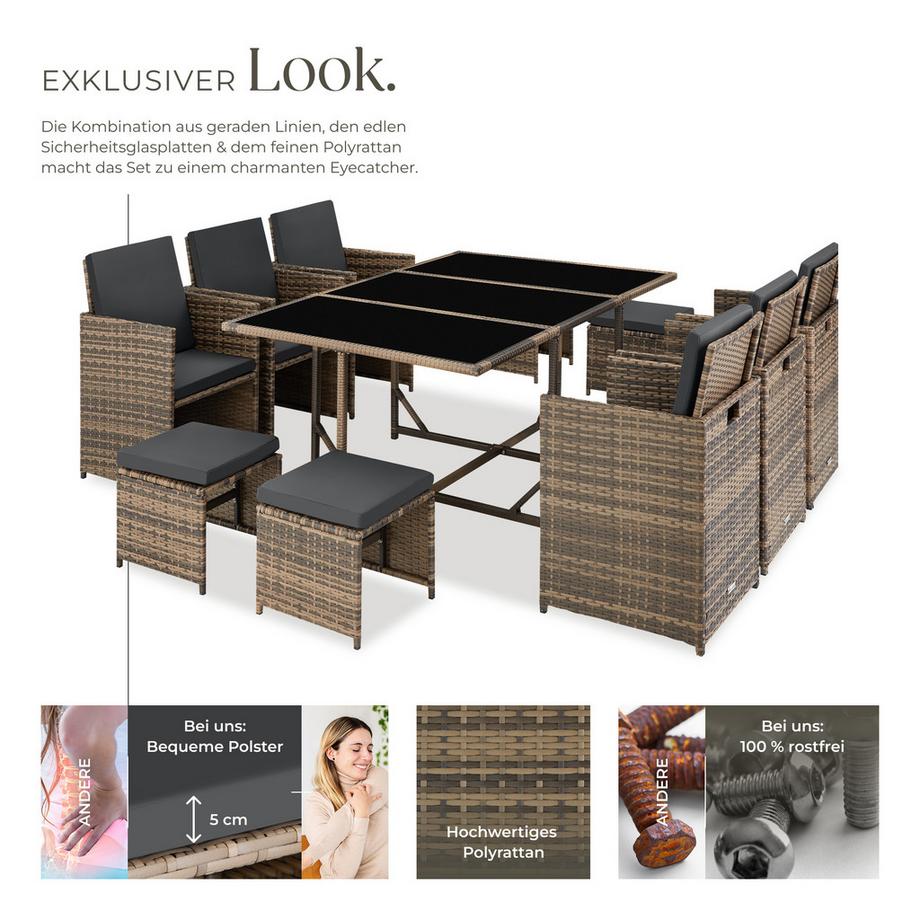 Tectake Salon de jardin MALAGA pour 6 à 10 personnes  