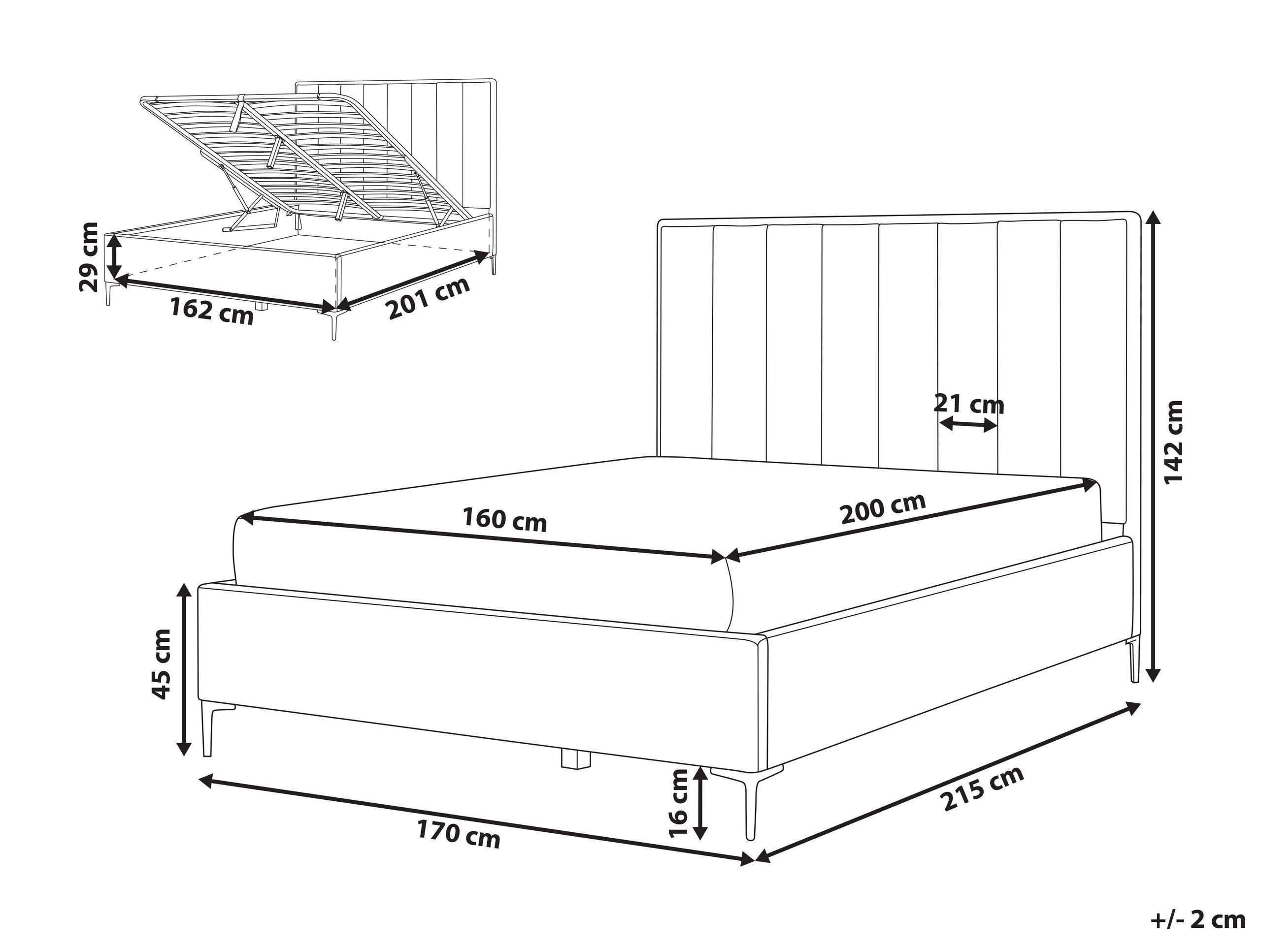 Beliani Letto con ottomano en Velluto Glamour SEZANNE  