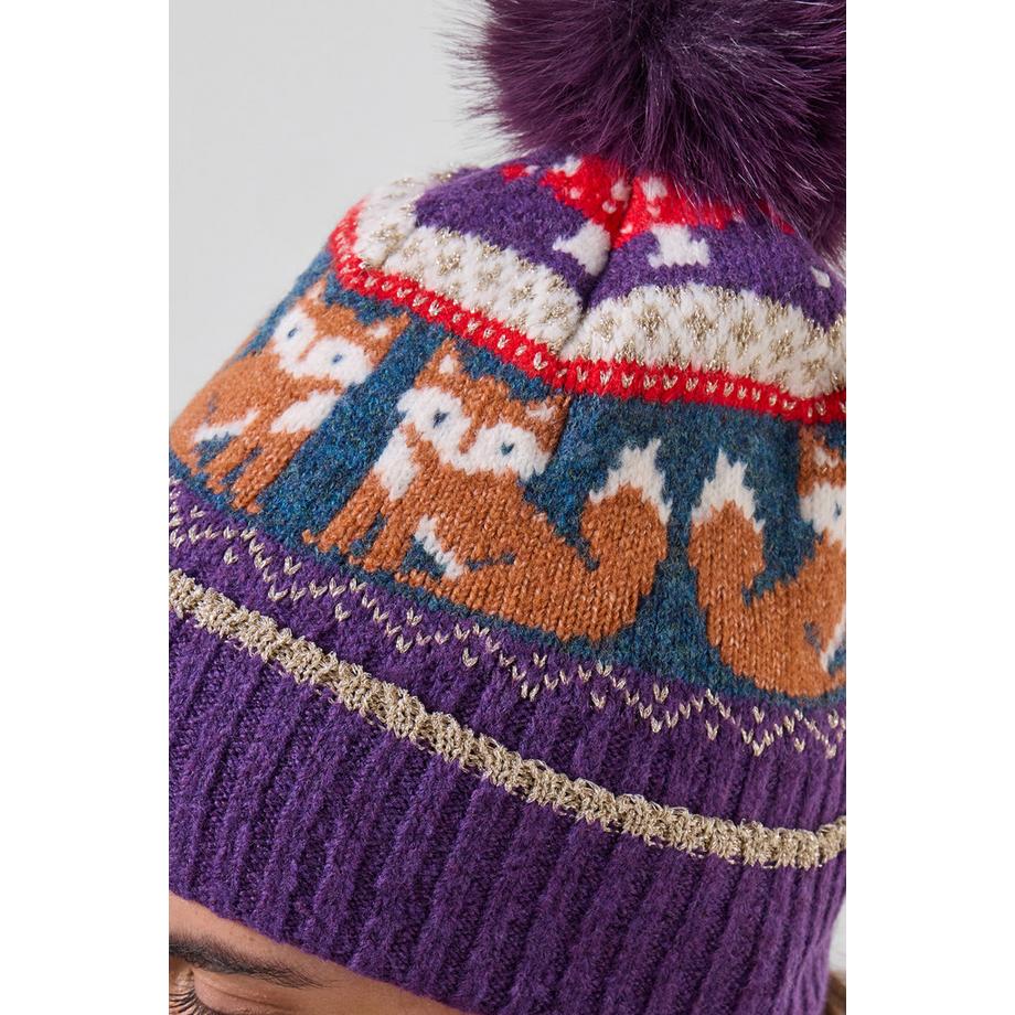 Joe Browns Bonnet à Pompon Renard Fair Isle  