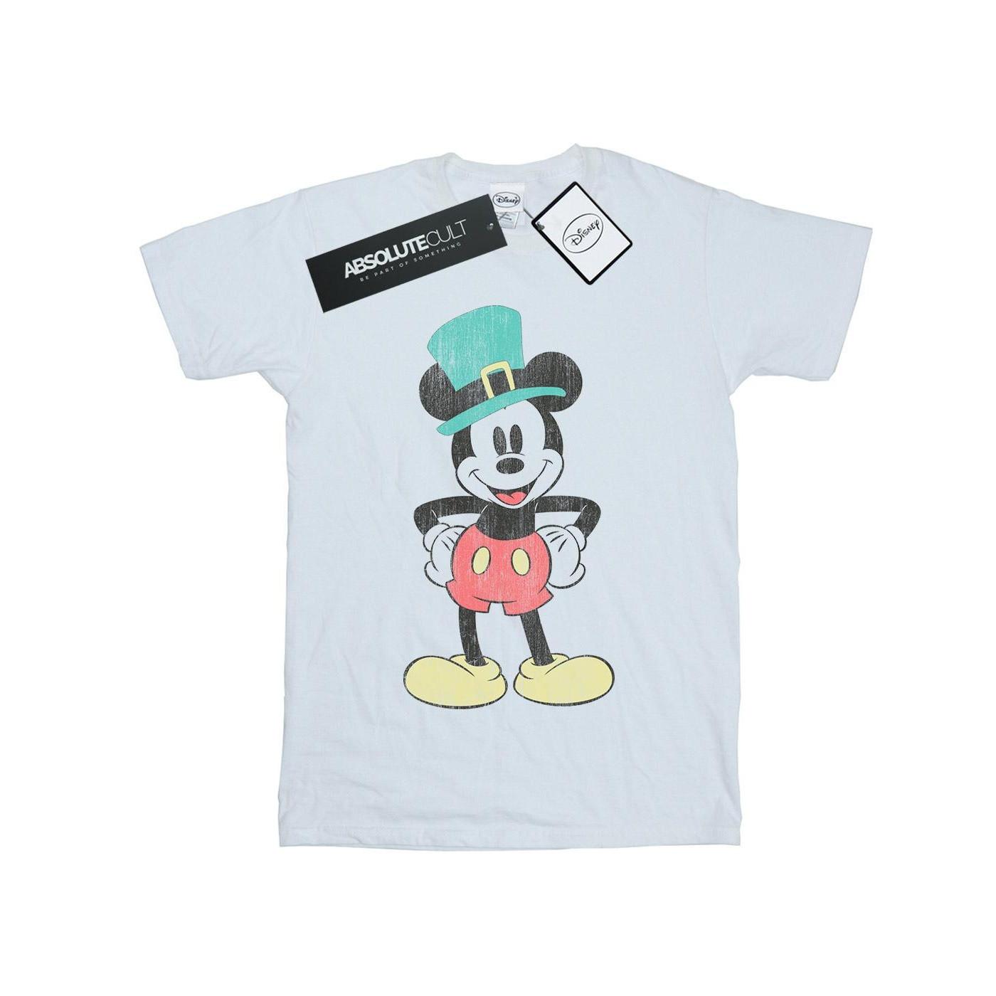Image of Mickey Mouse Leprechaun Hat Tshirt Damen Weiss L