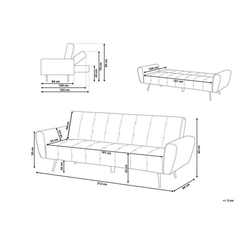 Beliani Schlafsofa aus Samtstoff  SELNES  