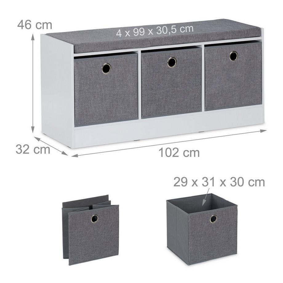 Northio Sitzbank mit Polsterung und 3 Fächern  