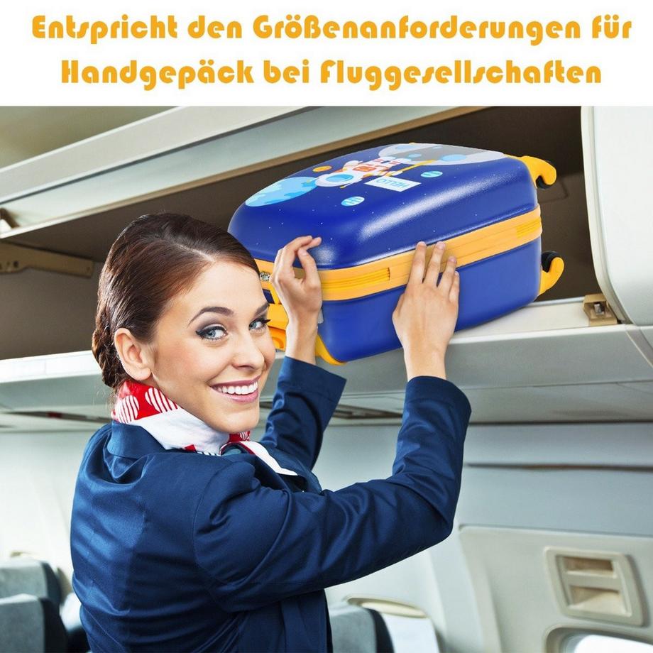 Northix  2-teiliges Kinderkoffer-Set mit Astronautenmuster Rucksack & Koffer 27 x 20 x 43 cm Dunkelblau 