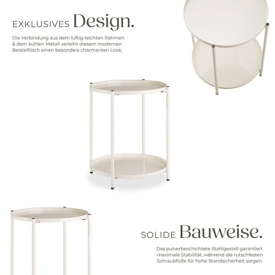 Tectake Beistelltisch Oxford Stahl rund mit abnehmbaren Ablagen  