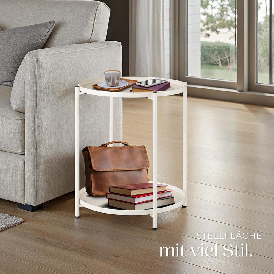 Tectake Beistelltisch Oxford Stahl rund mit abnehmbaren Ablagen  