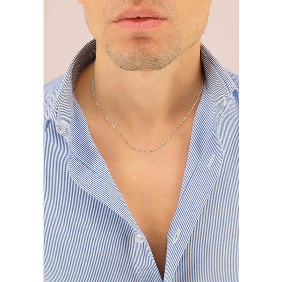 MUAU Schmuck  Collier forçat or blanc 750, 1,2mm, 45cm 