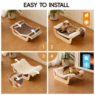 Activity-board  Lit pour Chat, Hamac Moelleux, Hamac pour Chat en bois, Adapté aux Chats, Chiens, Lapins, Chatons et Petits animaux 