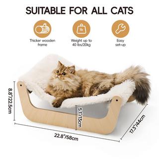 Activity-board  Lit pour Chat, Hamac Moelleux, Hamac pour Chat en bois, Adapté aux Chats, Chiens, Lapins, Chatons et Petits animaux 