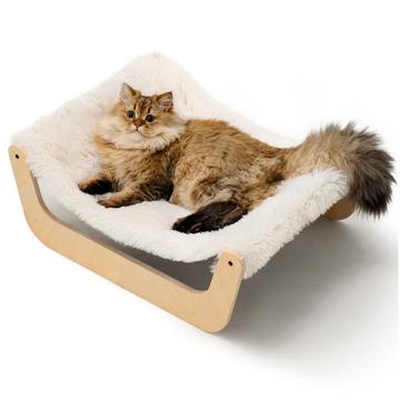 Lit pour Chat, Hamac Moelleux, Hamac pour Chat en bois, Adapté aux Chats, Chiens, Lapins, Chatons et Petits animaux