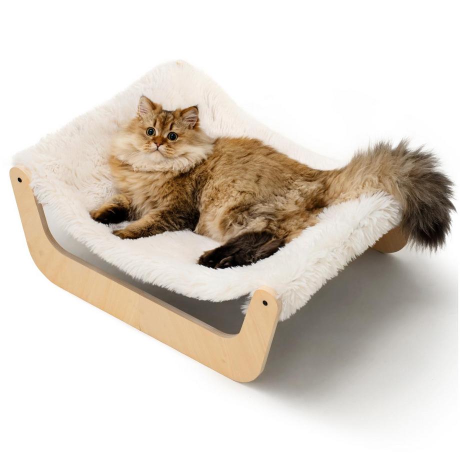 Katzenbett, flauschige Hängematte, Katzenhängematte aus Holz, geeignet für Katzen, Hunde, Kaninchen, Kätzchen und Kleintiere