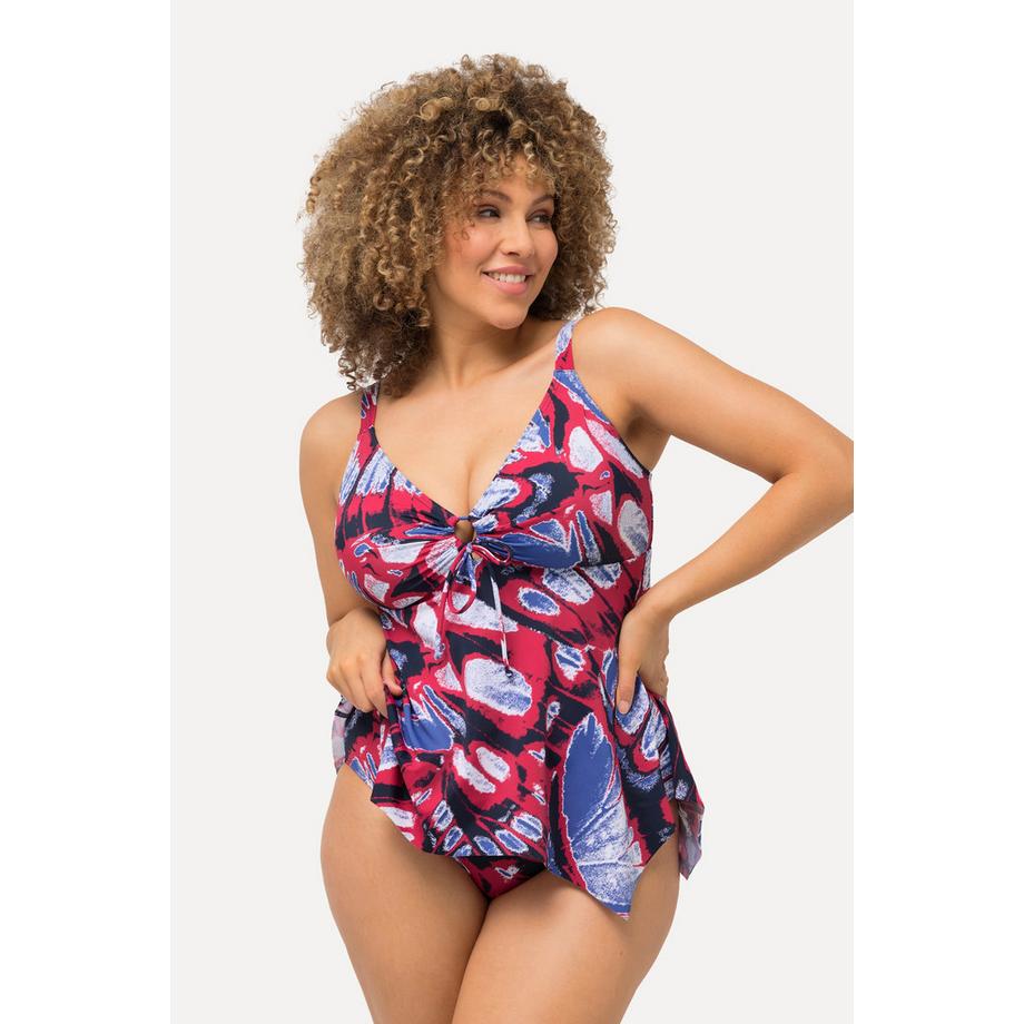 Ulla Popken Tankini Imprimé Papillons Bonnets Souples Ourlet Asymétrique  
