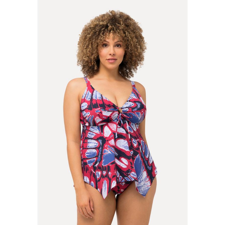 Ulla Popken Tankini Imprimé Papillons Bonnets Souples Ourlet Asymétrique  