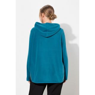 Ulla Popken  Pullover polo dal taglio corto e oversize con cappuccio, maniche lunghe e materiale riciclato 