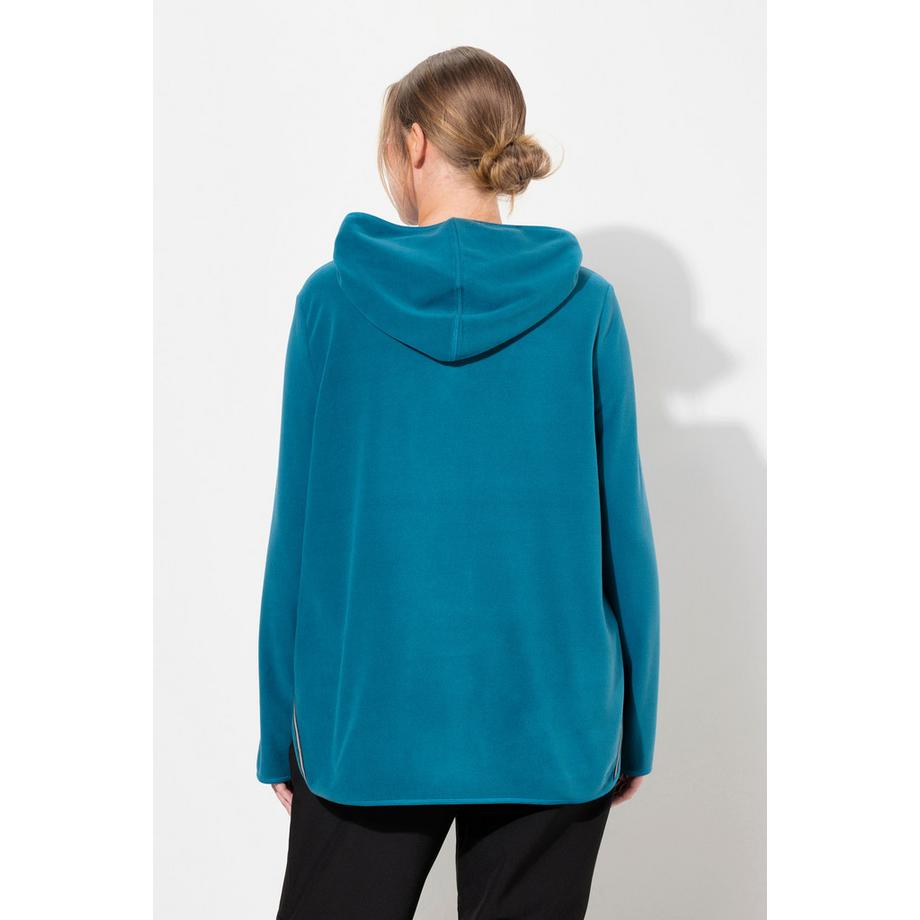 Ulla Popken Fleece Troyer Kurz Oversized Kapuze Langarm Recycelt  