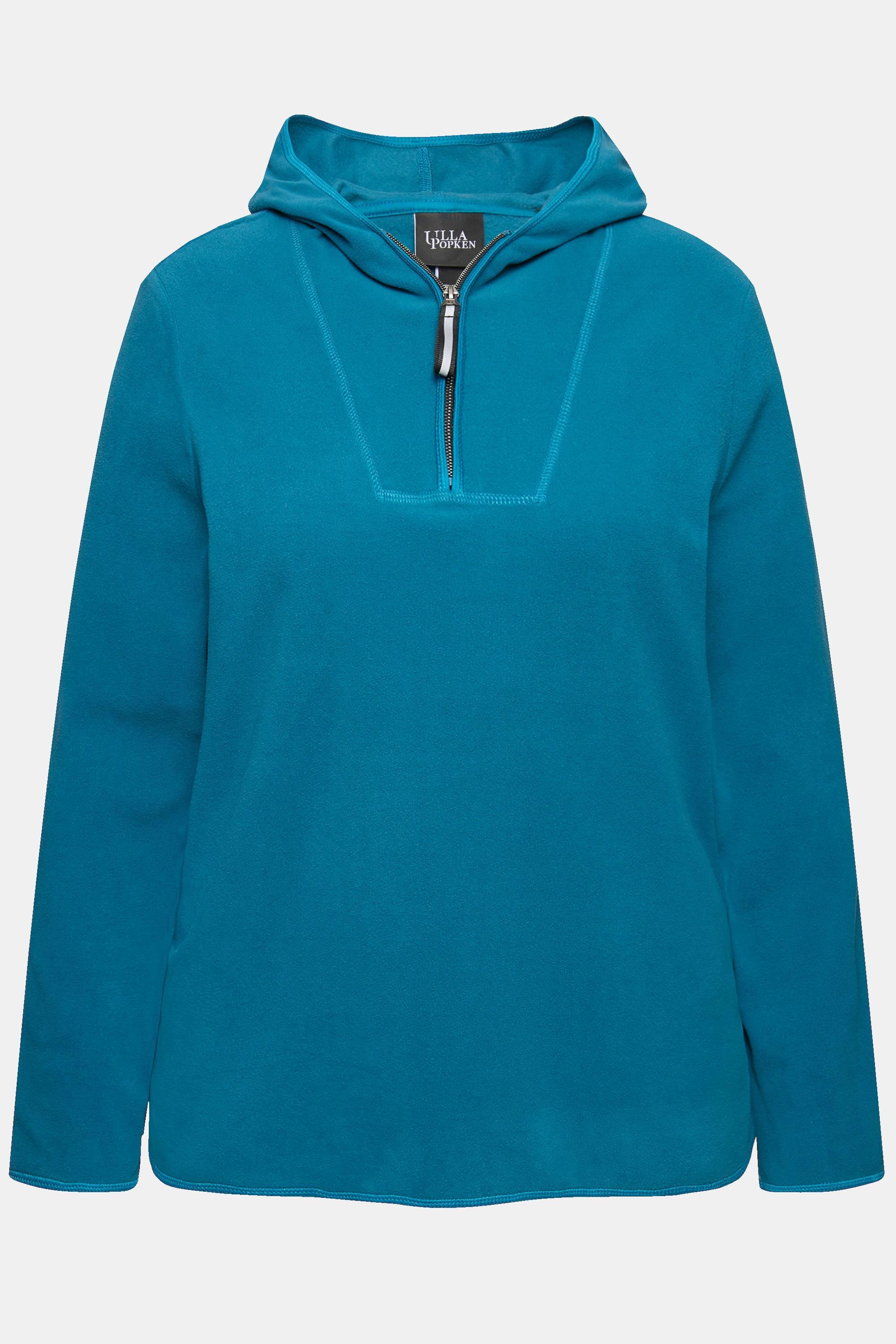 Ulla Popken  Fleece-Troyer, kurz, Oversized, Kapuze, Langarm, recycelt 