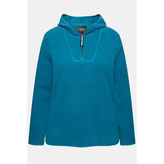 Ulla Popken  Pullover polo dal taglio corto e oversize con cappuccio, maniche lunghe e materiale riciclato 