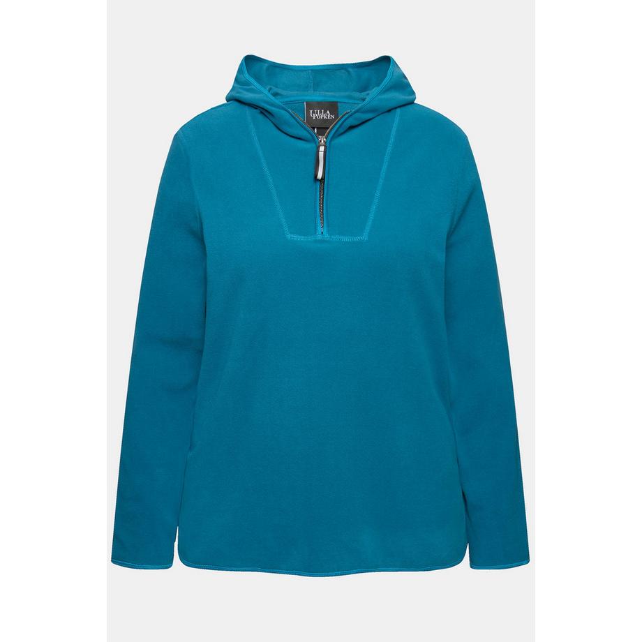 Ulla Popken Fleece Troyer Kurz Oversized Kapuze Langarm Recycelt  