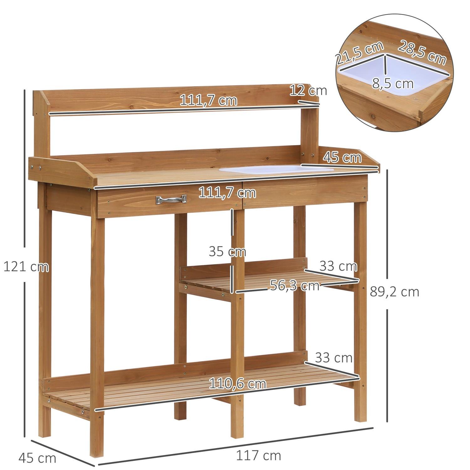 Northio  Table De Jardinage Avec Bac En Bois De Sapin, H112 Cm, Pour Le Jardinage Et L'Entretien Des Plantes 