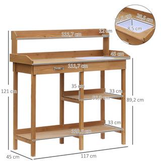 Northio  Table De Jardinage Avec Bac En Bois De Sapin, H112 Cm, Pour Le Jardinage Et L'Entretien Des Plantes 