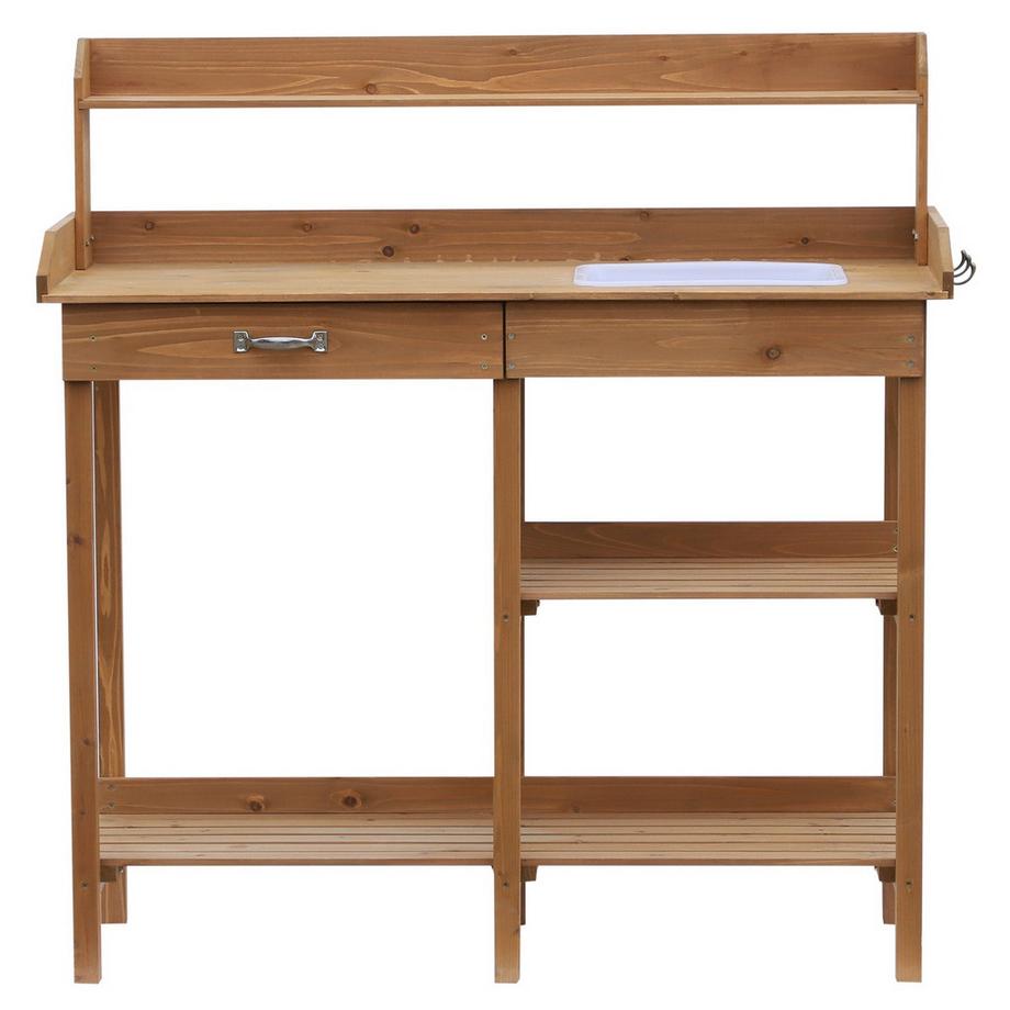 Northio  Pflanztisch Gärtnertisch Mit Wanne Aus Tannenholz, H112Cm, Für Gartenarbeit & Pflanzenpflege 