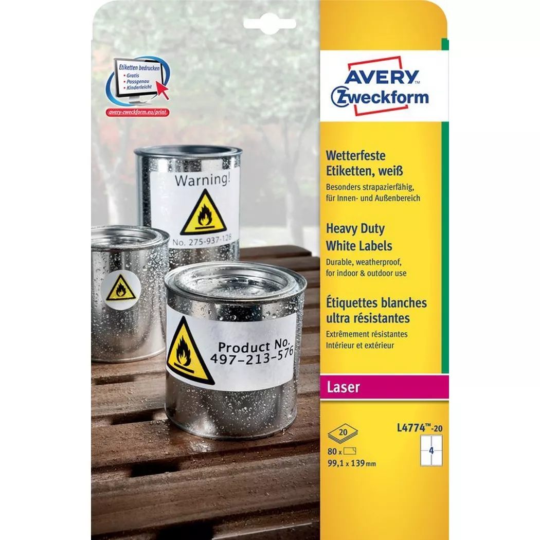 Avery-Zweckform – AVERY ZWECKFORM Etiketten 99.1x139mm, 20 Blatt, One Size, Weiss