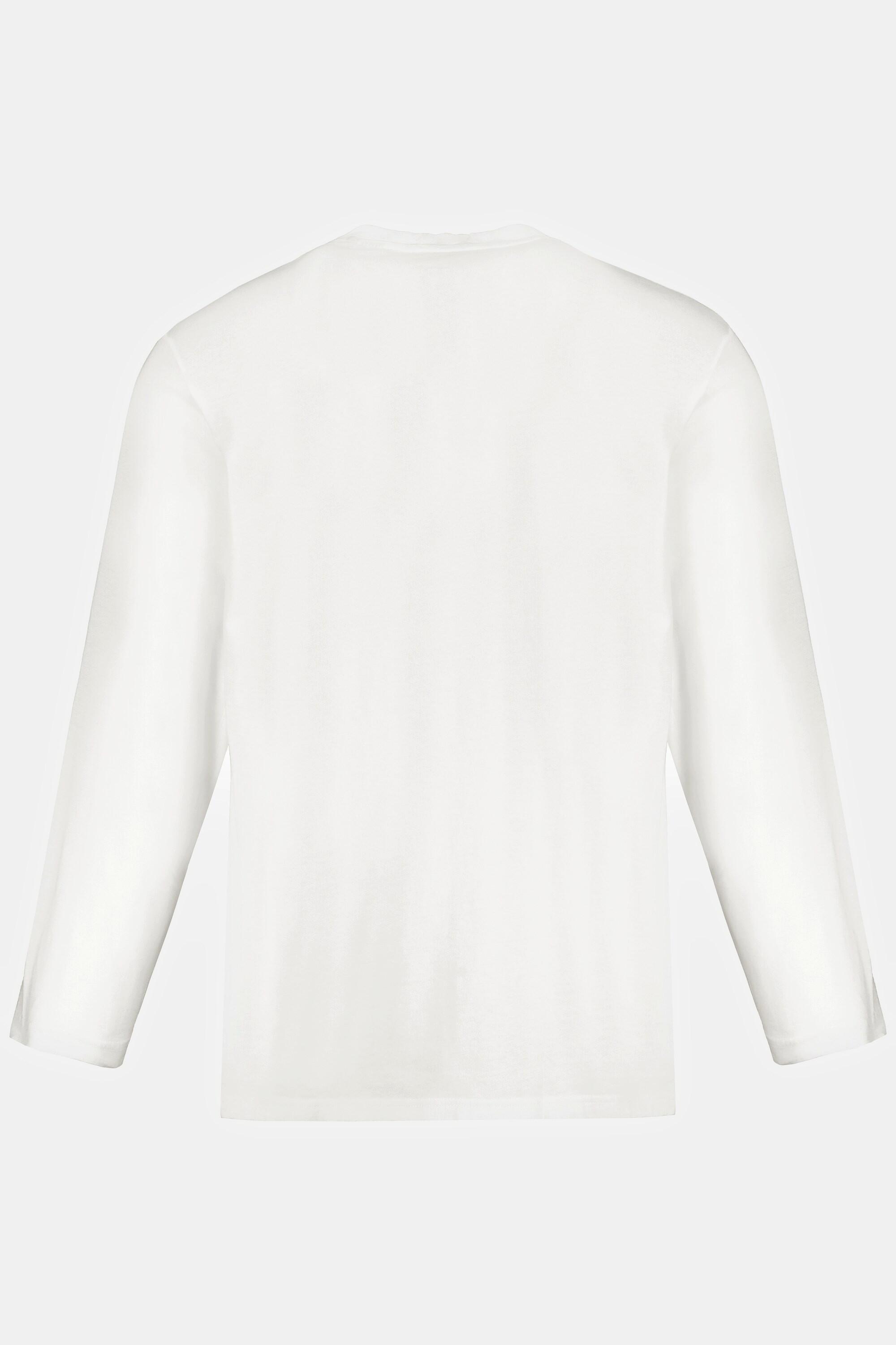 JP1880  T-shirt JP 1880 Henley Basic, manches longues et patte de boutonnage blanc neige 