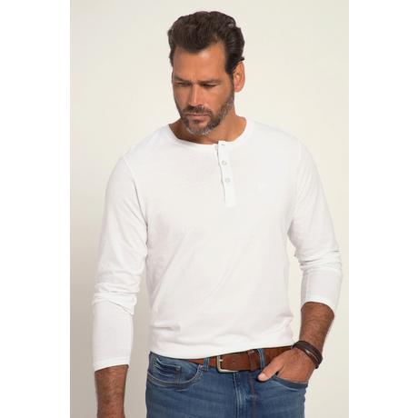 JP1880  T-shirt JP 1880 Henley Basic, manches longues et patte de boutonnage blanc neige 