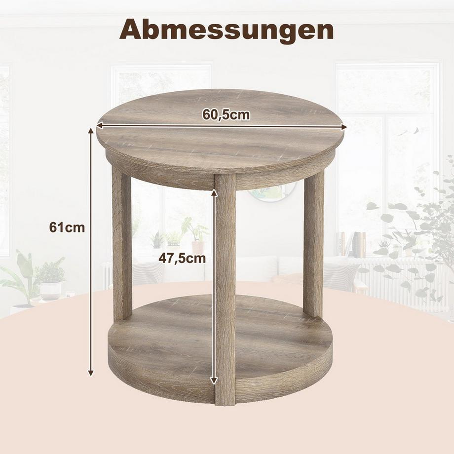 Northix Runder Couchtisch, 2-stufiges Design  