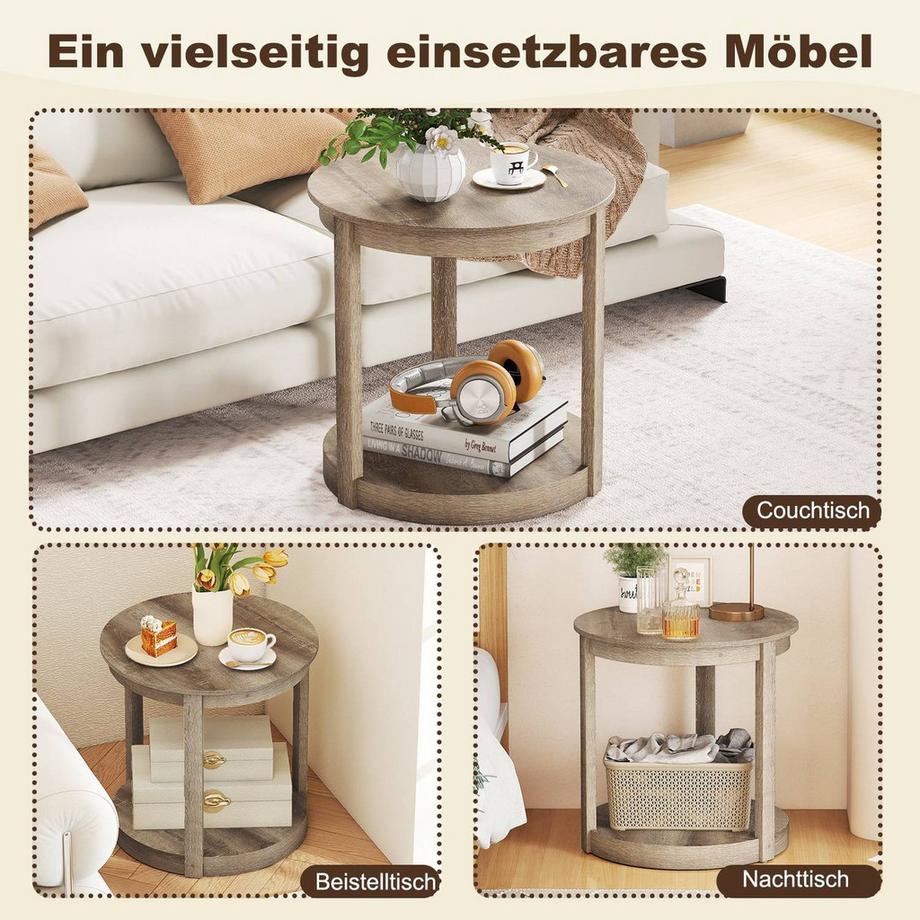 Northix Runder Couchtisch, 2-stufiges Design  