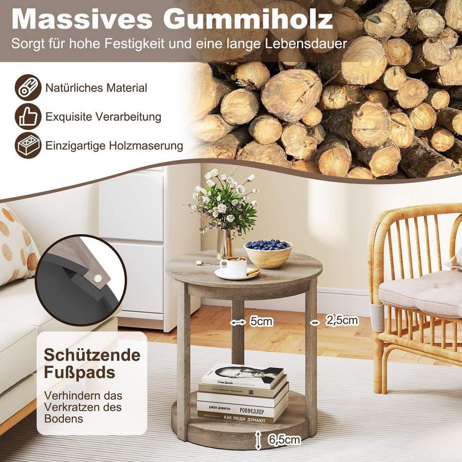 Northix Runder Couchtisch, 2-stufiges Design  