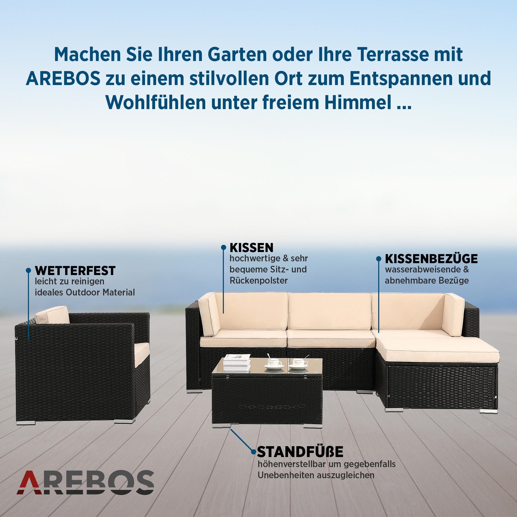 Arebos Polyrattan Gartenmöbel Gartenset Lounge Garnitur Set Sitzgruppe  