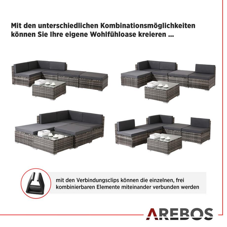 Arebos Polyrattan Gartenmöbel Gartenset Lounge Garnitur Set Sitzgruppe  