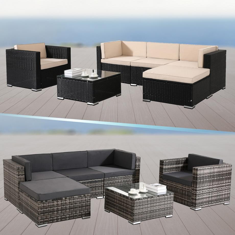 Arebos Polyrattan Gartenmöbel Gartenset Lounge Garnitur Set Sitzgruppe  