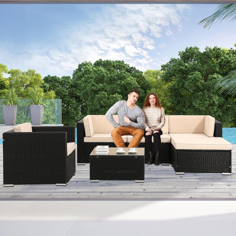 Arebos Polyrattan Gartenmöbel Gartenset Lounge Garnitur Set Sitzgruppe  