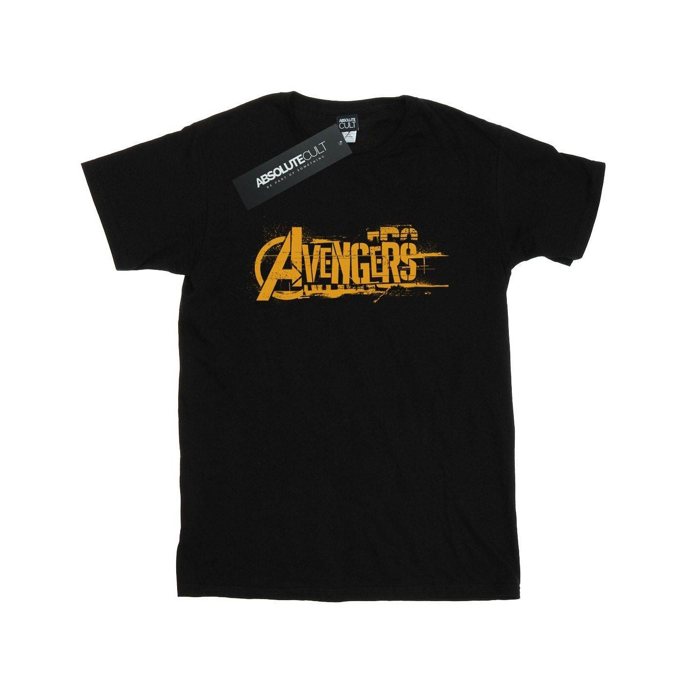 Image of Avengers Infinity War Orange Logo Tshirt Herren Schwarz XXL