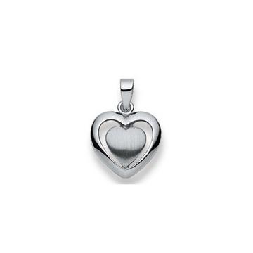 Pendentif coeur or blanc 750, 18x13mm