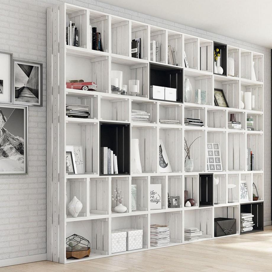 Calicosy Caisse en pin massif modulable et empilable - L38,4 x H28 cm  