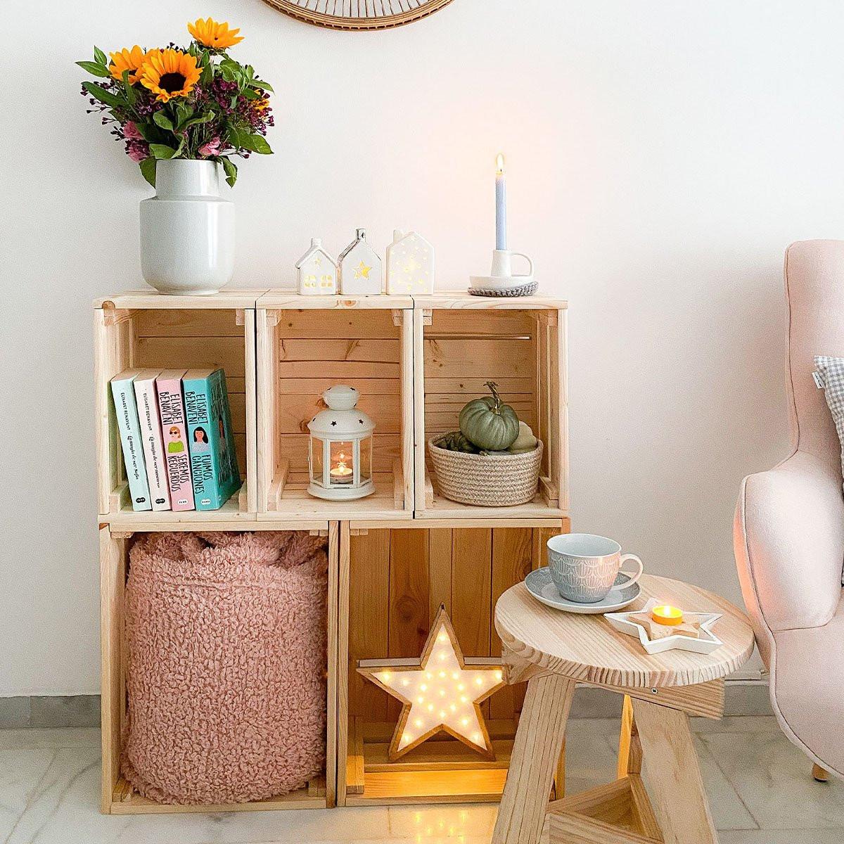 Calicosy Cassa modulare in pino Massiccio impilabile - L38,4 x H28 cm  