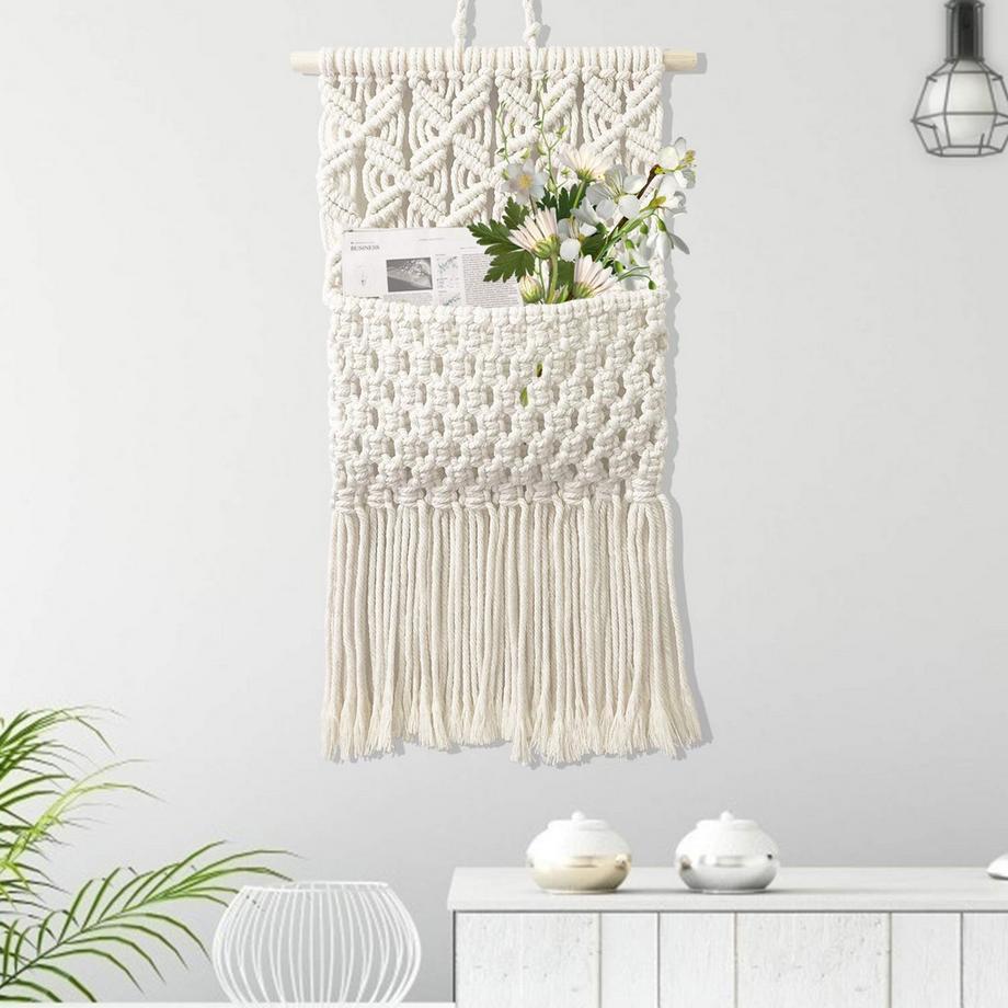 Makramee Wandbehang, Wandteppich Tasche Boho Wanddekor